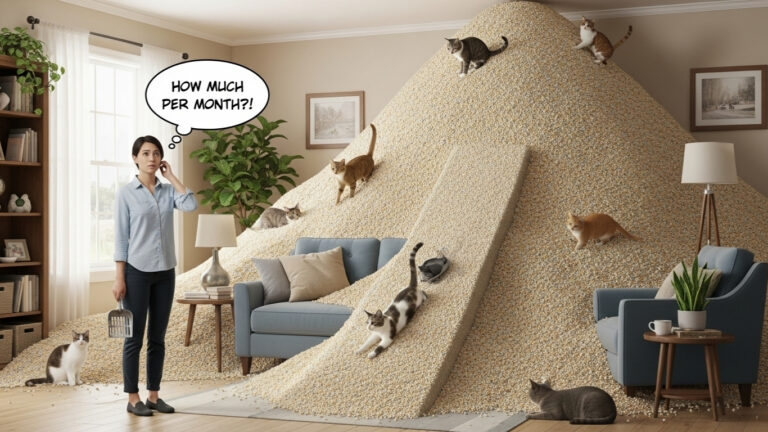 how much cat litter per month